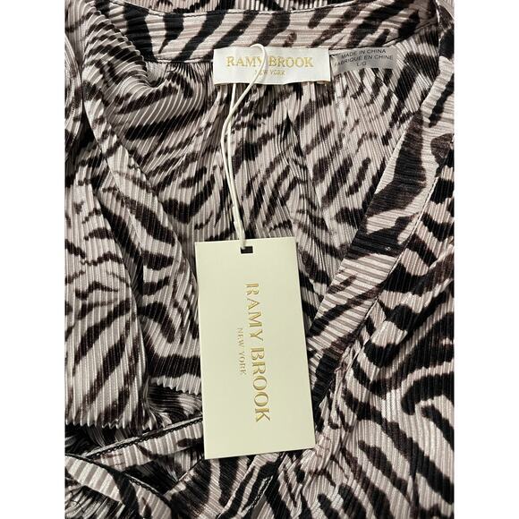 NWT Ramy Brook Women's Large May Drop Waist Zebra Print Mini Dress Lace Front - Picture 10 of 14